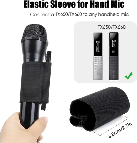 Vista 4 de YOUSHARES Funda elástica para micrófono de mano, adjunta el micrófono de mano (Shure SM58, Behringer XM8500) en Sony TX660/TX650 para un audio más