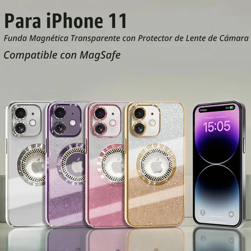 Vista 7 de Misscase Funda magnética con purpurina para iPhone 11 compatible con MagSafe, protección completa, delgada, a prueba de golpes, antiarañazos