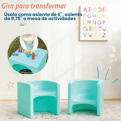 Vista 4 de ECR4Kids Tri-Me Silla de cubo 3 en 1, muebles para niños, Aqua Aguamarina