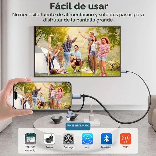 Vista 3 de lulaven Cable Lightning y tipo C a HDMI 2 en 1 [6 pies], cable HDMI para iPhone, interfaz dual para todos los iPhones (17/16/15/14/Pro/Max) y iPad