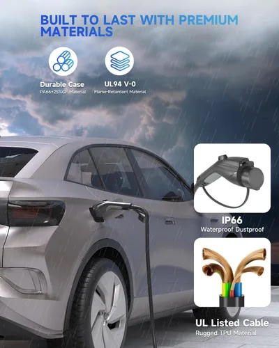 Vista 8 de Cable de extensión J1772, cable de extensión de cargador EV 32A, cable de carga de 21 pies para vehículo eléctrico de 110 V-240 V, compatible