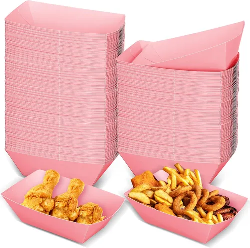 Vista 10 de Uiifan 200 bandejas de papel desechables para alimentos y barcos, resistentes a la grasa, bandeja de cartón para perros calientes, soporte para Azul