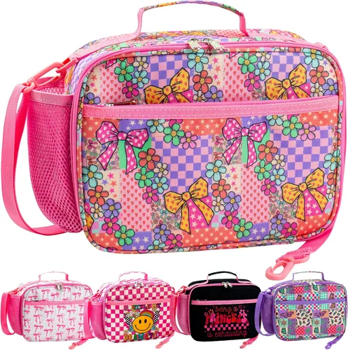 Vista 19 de RLGPBON Lonchera para Niños, Lonchera con Aislamiento Térmico para Niños y Niñas, Bonita Bolsa de Almuerzo y Lonchera Reutilizable para Niños