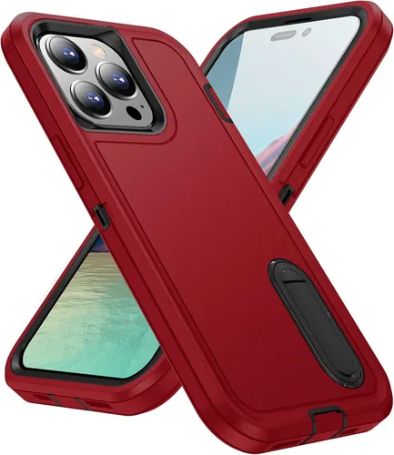 Vista 40 de IDweel Funda para iPhone 15 con soporte, protección resistente a los golpes, antiarañazos, delgada, ligera, protectora resistente, funda rígida
