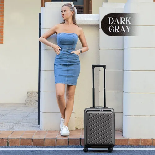 Vista 2 de AnyZip Maletas de equipaje con ruedas giratorias PC+ABS Hardshell TSA Lock, gris oscuro