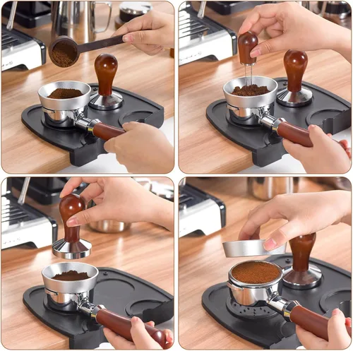 Vista 4 de Embudo portafiltro de espresso de aluminio Attsky, embudo dosificador de 51 mm con magnético Aluminum Construction, Strong Magnet, Lightweight