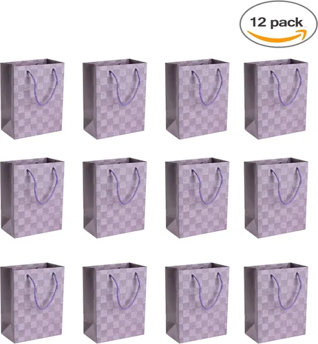 Vista 4 de Hammont Bolsas de regalo de boda para dama de honor, recuerdos de fiesta de diseño a cuadros, paquete de 12 bolsas de regalo estampadas con papel