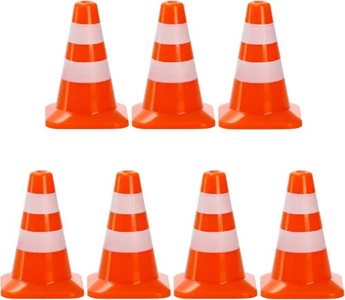 Vista 5 de ZEAYEA 30 mini conos de tráfico de plástico, conos de entrenamiento de 1.4 pulgadas, señales de tráfico, mini conos de seguridad vial para mesa