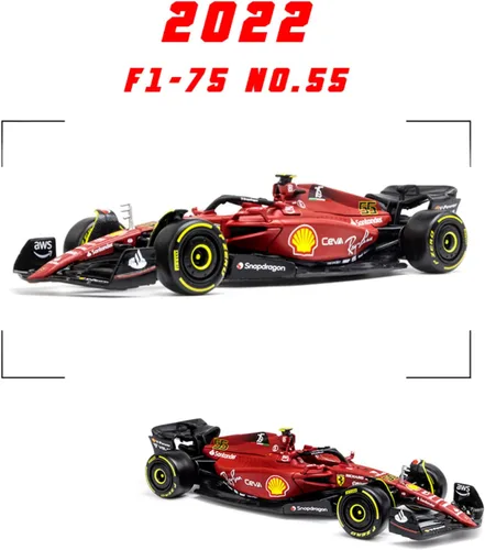 Vista 3 de HTLNUZD Bburag 1:43 Último 2022 F1-75#55 Carlos Sainz 1/43 Alloy Racing F1-75#55 Lujo Fórmula Uno Vehículos Fundidos Estáticos Die Cast Vehículos