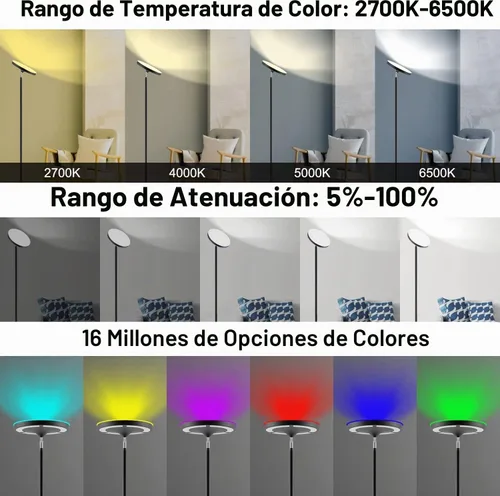Vista 7 de Keepsmile Lámpara de pie de iluminación doble cara LED con aplicación inteligente 36W/2600LM lámpara de pie alta brillante RGB lámpara de pie