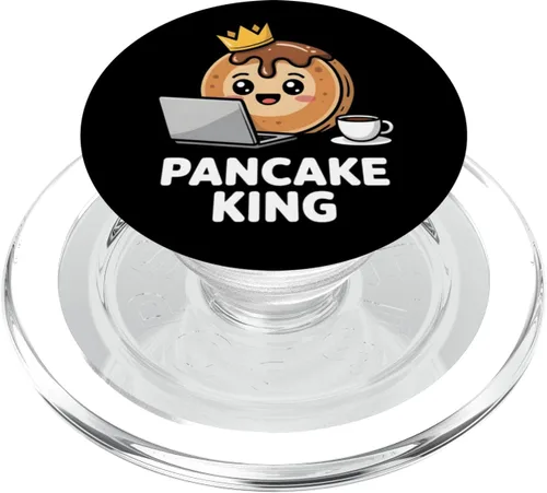 Vista 7 de Pancake King Funny Breakfast Lover Programmer Men Women Kids PopSockets Adhesive PopGrip
