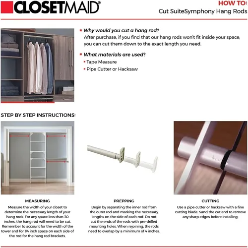 Vista 6 de ClosetMaid SuiteSymphony Juego de organizador de armario de madera con torre, 3 varillas para colgar, estantes superiores, 2 cajones, ajustable