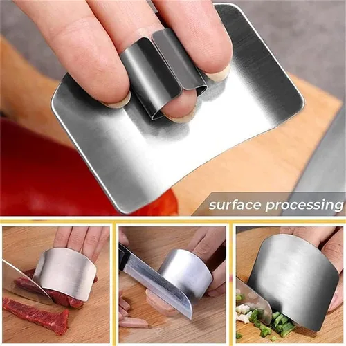 Vista 4 de 2 protectores de dedos para cortar, herramienta de cocina, protectores de dedos de acero inoxidable para cortar alimentos, protectores de dedos