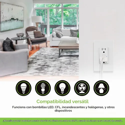 Vista 5 de Enbrighten Z-Wave Plus 14315 toma inteligente de pared resistente a manipulaciones, funciona con Alexa, Google Assistant, 1 toma Z-Wave y 1 toma