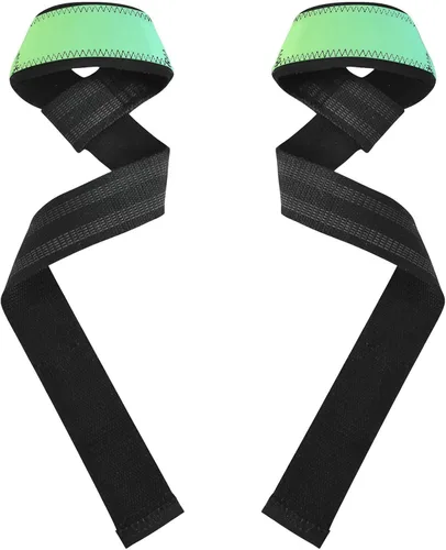 Vista 2 de Green Gradient Weightlifting Wrist Wraps 26" Neoprene Padded Deadlift Strap for Weightlifting, Bodybuilding, Powerlifting & Deadlift