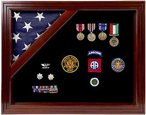 Vista 4 de Caja de sombra de premios militares con vitrina para bandera de 3 x 5 pies