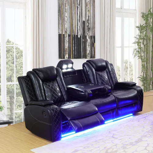 Vista 65 de A Ainehome Juego de Muebles de Sala de Estar de Cuero Reclinable Juego de Sofá Sillón Loveseat Juego de Muebles Sofá para Sala de Estar/Espacio