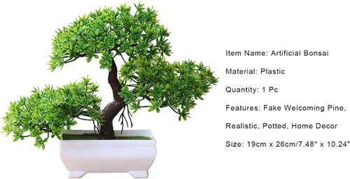 Vista 7 de Árbol bonsái artificial simulación planta en maceta oficina sala de estar decoración del hogar verde