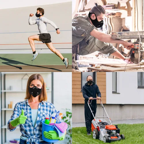 Vista 6 de 10 filtros de máscara PM2.5 de carbón activado y 4 válvulas de escape, filtros de máscara facial no tejidos de contaminación del aire, filtro