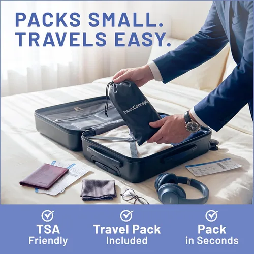 Vista 4 de BASIC CONCEPTS Hamaca de pie de avión para artículos esenciales de viaje en avión, artículos esenciales para viajes en avión, reposapiés de vuelo