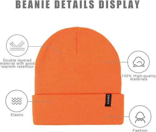 Vista 26 de Gorros de lana para mujeres y hombres, unisex, de punto suave, con puños, diseño de calavera, elástico, color sólido, sombreros de invierno