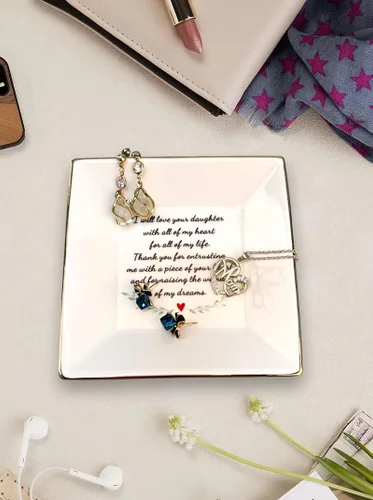 Vista 4 de XJF Mother of The Bride, Mother of the Groom - Plato decorativo de cerámica para anillos de la madre del novio