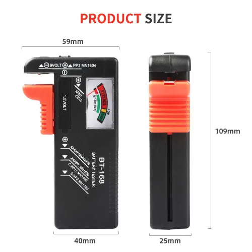 Vista 6 de Comprobador de batería, comprobador de batería universal modelo BT-168 para pilas de botón AA AAA C D 9V 1.5V Smal equipo eléctrico