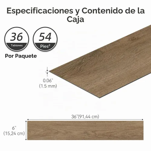 Vista 3 de Mysflosy Azulejos de suelo autoadhesivos, tablones de vinilo de lujo autoadhesivos, 6 x 36 pulgadas, paquete de 36 unidades de 54 pies cuadrados