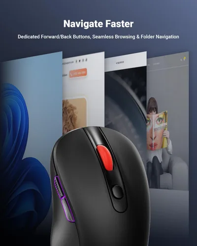 Vista 4 de wegear Mouse inalámbrico USB para computadora portátil, Mac, mouse inalámbrico de 2.4 GHz con 6 botones, 5 niveles ajustables 4000 DPI, mouse óptico