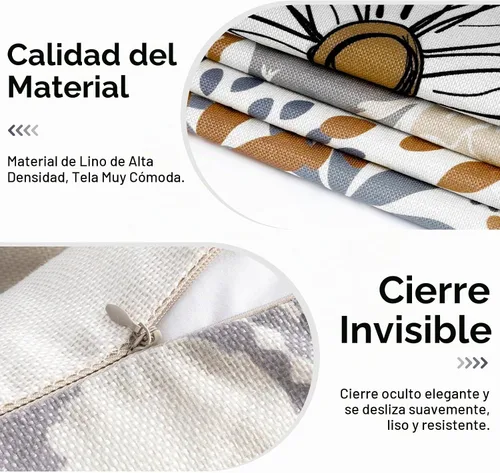 Vista 4 de Baidast Juego de 4 fundas de almohada decorativas marrones de 18 x 18 pulgadas, color marrón y gris, fundas de almohada modernas de lino