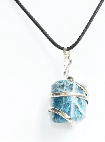 Vista 2 de Colgante de piedras preciosas naturales reales con cadena chapada en plata y meditación de hilo, reiki, energía curativa de fe espiritual, regalo