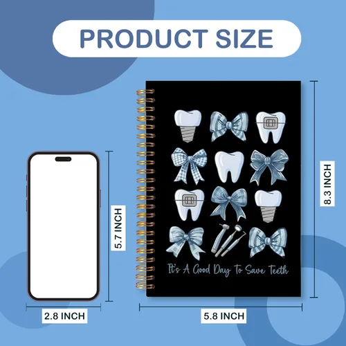 Vista 6 de Regalos para Dentistas, Cuaderno Diario, Regalos para Asistente de Higiene Dental y Oficina para Mujeres, Cuaderno de Espiral de Tapa Dura 14x21 Cm