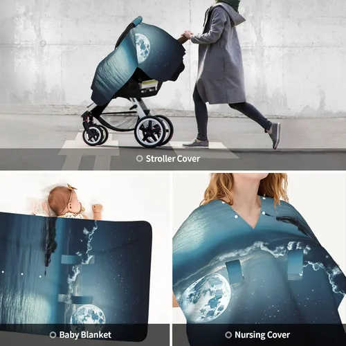 Vista 9 de Cubierta de toldo para asiento de automóvil para bebé, suave y transpirable, fundas de lactancia materna, multiuso, cochecito de bebé, regalo