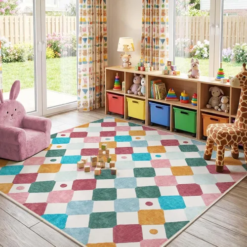 Vista 73 de jinchan Alfombra a rayas de 2 x 3 para entrada, alfombra de cocina, tapete pequeño, antideslizante, ligero, de bajo perfil, decoración para entrada