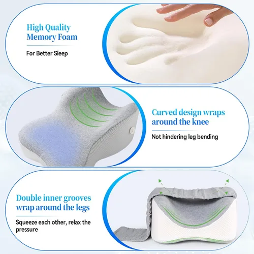 Vista 7 de Almohada de rodilla para dormir de lado, almohada de espuma viscoelástica para dormir de lado con correa ajustable, para un uso cómodo entre