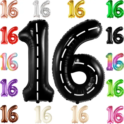 Vista 9 de KatchOn Globo marrón café con el número 16 de 1 pieza, 40 pulgadas, decoraciones de cumpleaños para niñas y niños Globo marrón café número 16 de 1
