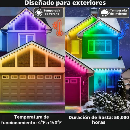 Vista 4 de SINLEY Luces RGB Permanentes para Exteriores de 200 Pies, Luces LED Inteligentes Impermeables para Aleros con Aplicación/Control Remoto