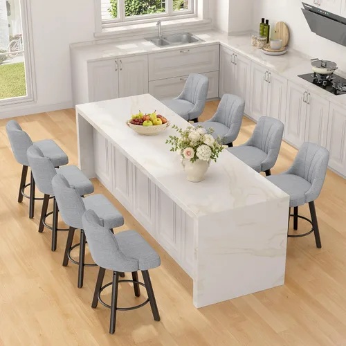 Vista 38 de REONEY Counter Height Swivel Bar Stools, 24" Modern Upholstered Barstools