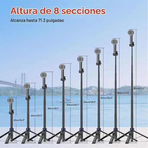 Vista 8 de Kaitezenz Trípode magnético de apertura automática de 71 pulgadas para iPhone con control remoto, rotación de 360°, soporte de trípode para selfie