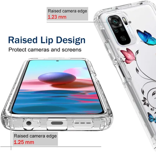 Vista 2 de Funda para Redmi Note 10 (4G)/Redmi Note 10S con protector de pantalla de vidrio templado, carcasa rígida de diseño floral de cuerpo completo +