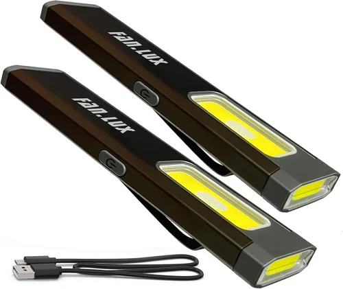 Vista 10 de Linterna de bolsillo, linternas EDC compactas multimodos, USB-C recargable, IPX4, material doble con base magnética, clip para sombrero y ropa