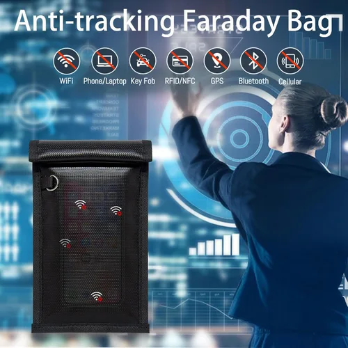 Vista 2 de yaokvide Bolsas Faraday para teléfonos y llaves de coche, protector de llavero Faraday ignífugo e impermeable, bolsa bloqueadora de señal antirrobo