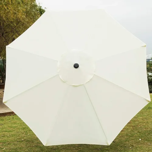 Vista 5 de Sunnyglade Sombrilla de patio de 9 pies para exteriores con 8 varillas resistentes (beige)