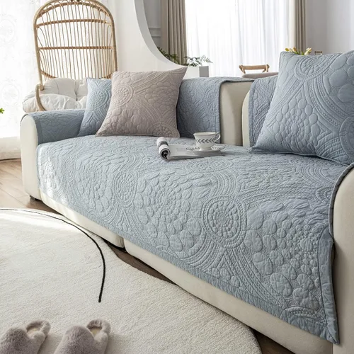 Vista 9 de vctops Funda para sofá con bordado bohemio de algodón, antideslizante, suave, lavable, protector de muebles para niños, perros y mascotas