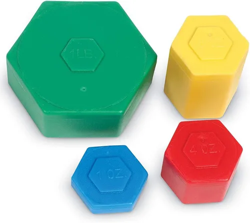 Vista 3 de Learning Resources Customary SAFE-T Juego de pesas, 13 piezas, incluyendo pesas de 1 oz, 2 oz, 8 oz y 1 libra