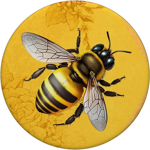 Vista 3 de Flor Amarilla Abejorro Abejorro Abejorro Miel Apicultor Abeja PopSockets Estándar PopGrip
