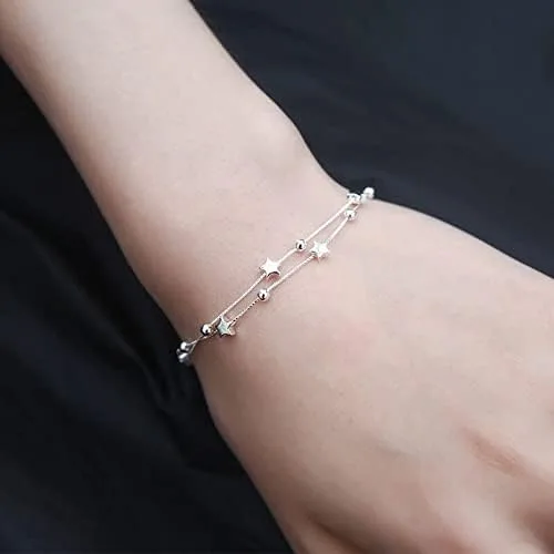 Vista 3 de Dofihy Pulseras de plata de ley S925 para mujer pulseras para mujer pulsera de cadena de muñeca con dije para mujer Plata Sin gemas