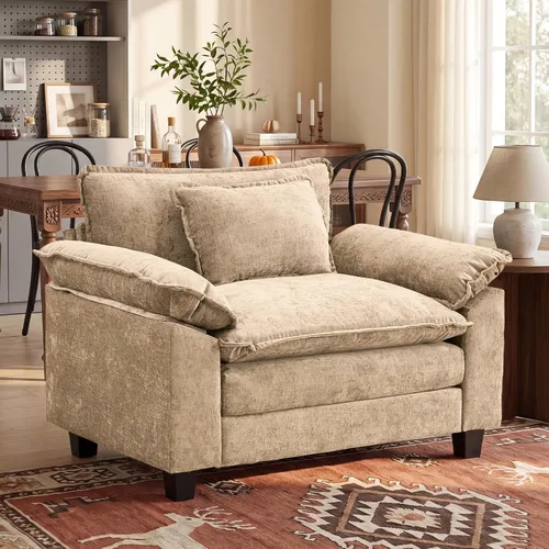 Vista 22 de Oprisen Sofá Seccional Modular, Cómodo Cloud Couch Sofá Seccional, Sofá Cama de Chenilla con Asiento Profundo con Almohadas Decorativas para Sala