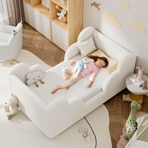 Vista 14 de Cama Montessori tapizada con rieles extraíbles Azul bebé