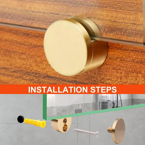 Vista 4 de AWEN Clips para Espejo de Vidrio Grueso de 5-11mm, Abrazaderas de Vidrio para Espejo Montado en Pared, Colgador de Espejo Dorado de Cobre Puro